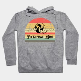 pickleball  girl player retro sunset groovy design Hoodie